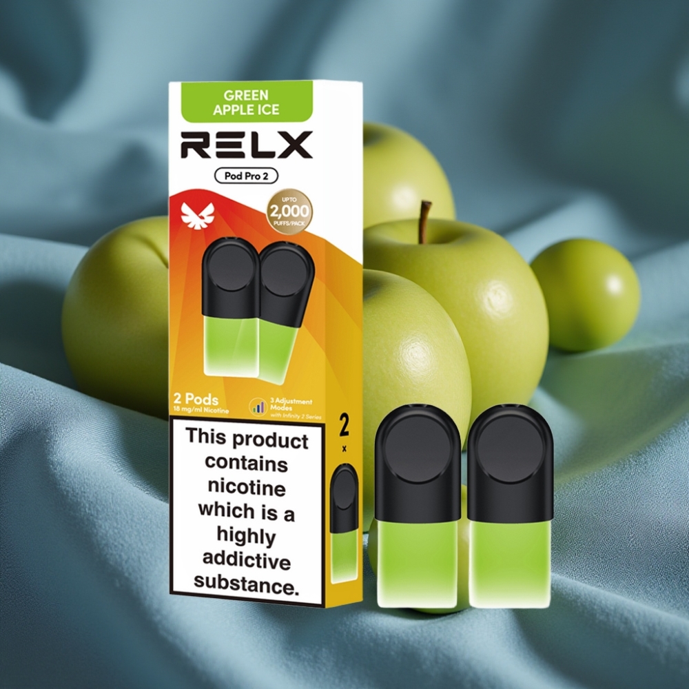 RELX Pod Pro 2 600 Puff 1.9ml 1.8% Nikotin Yeşil Elma Buz
