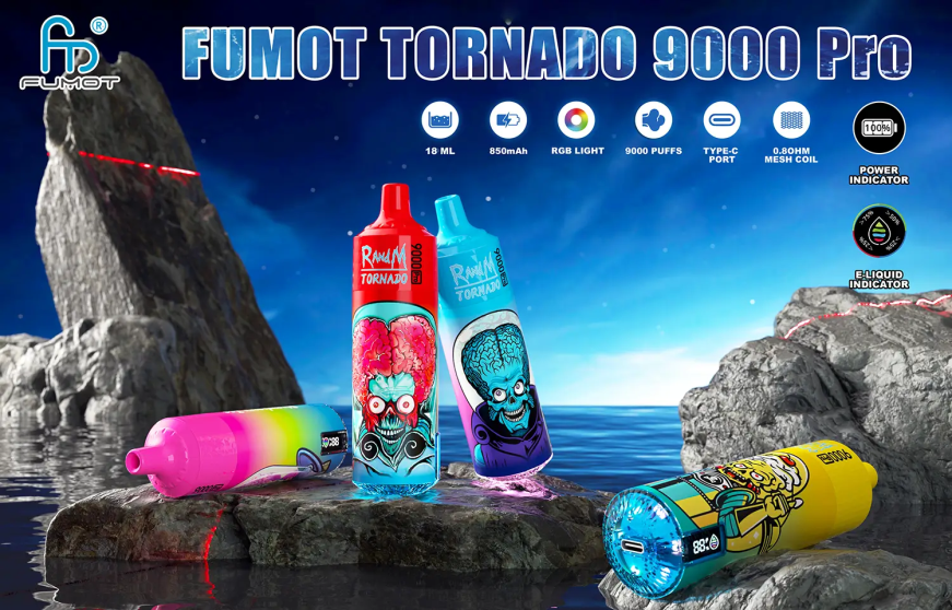 1 adet 9000 pro 18ml tek kullanımlık vape çilek Muz Fumot Tornado N0Z46L231