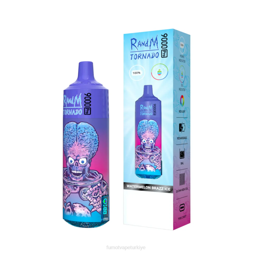 1 adet 9000 pro 18ml tek kullanımlık vape çilekli buz Fumot Tornado N0Z46L233