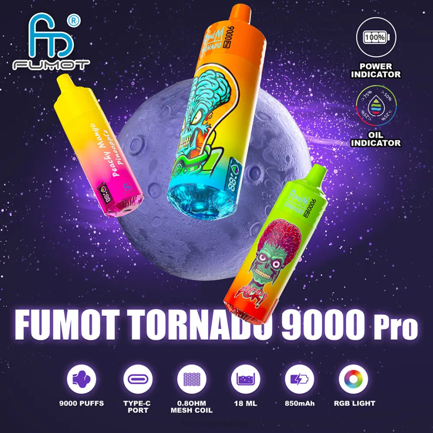 1 adet 9000 pro 18ml tek kullanımlık vape yemyeşil buz Fumot Tornado N0Z46L221