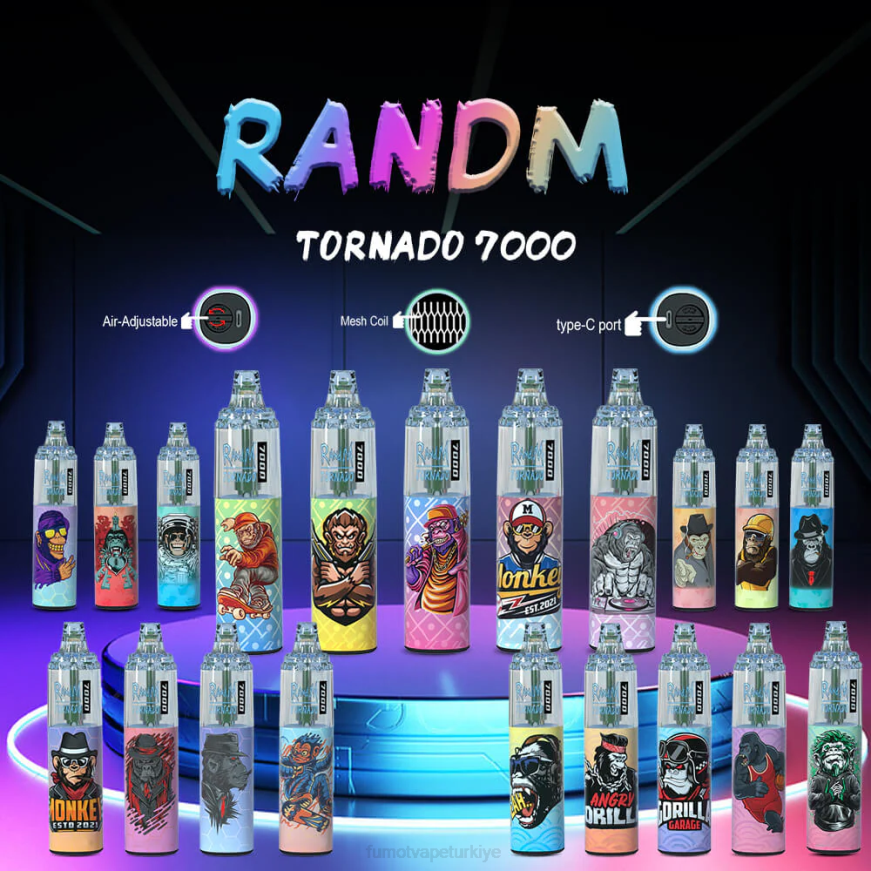 7000 tek kullanımlık vape kalemi - 14ml (1 adet) üzüm buzu Fumot Tornado N0Z46L77