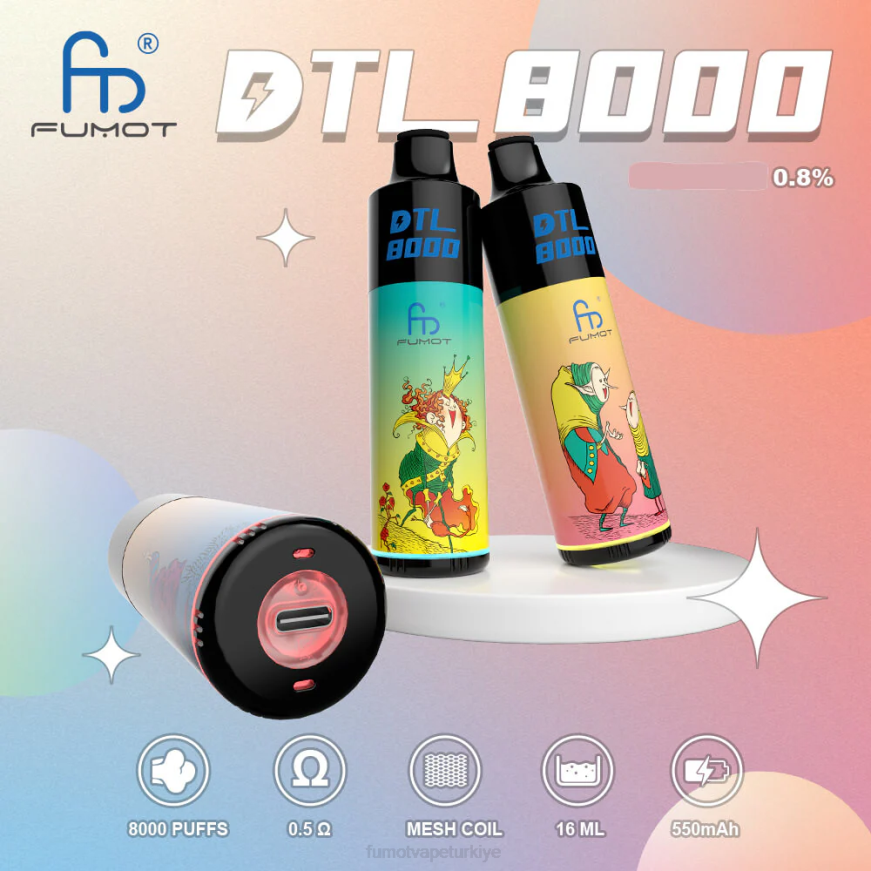 8000 tek kullanımlık vape kalemi - 16ml (1 adet) meyve suyu Fumot DTL N0Z46L418