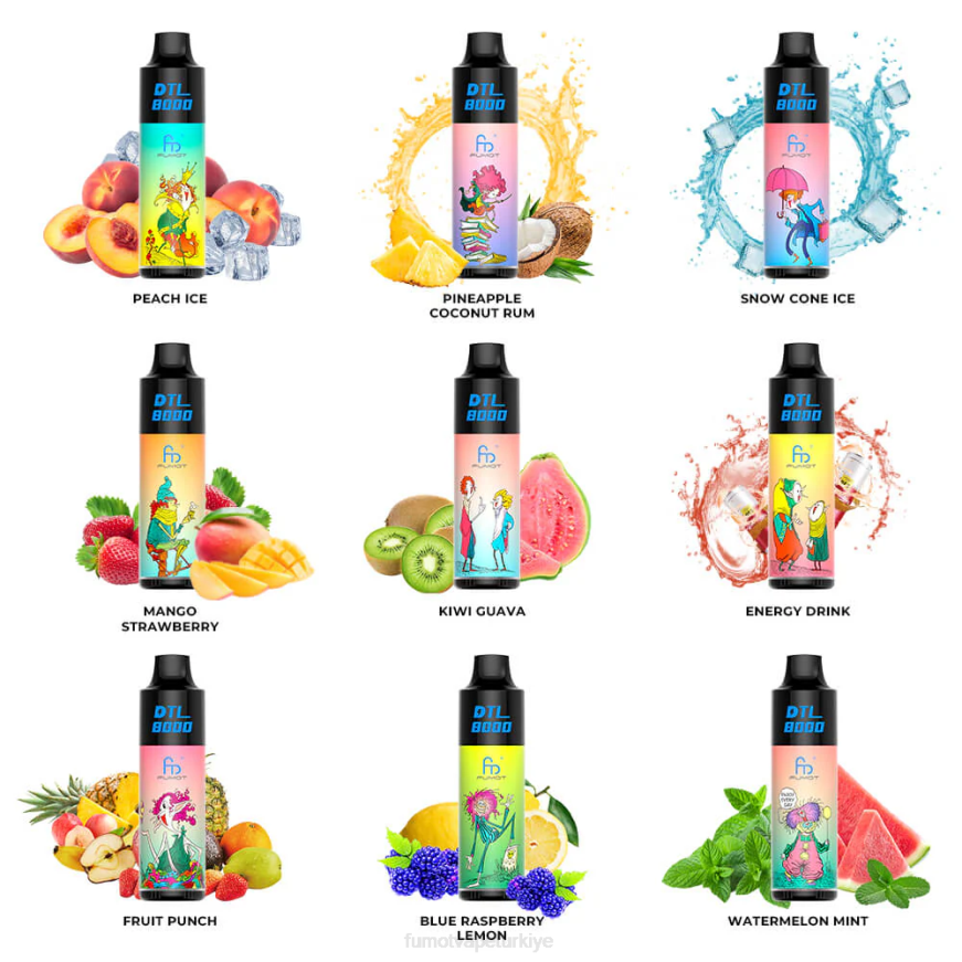 8000 tek kullanımlık vape kalemi - 16ml (1 adet) yaban mersini nane Fumot DTL N0Z46L416
