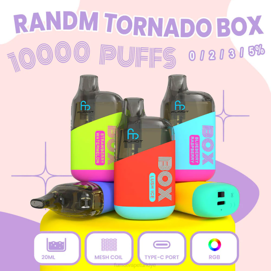 kutu 10000 tek kullanımlık vape podu - 20ml (1 adet) pembe limonata Fumot Tornado N0Z46L352