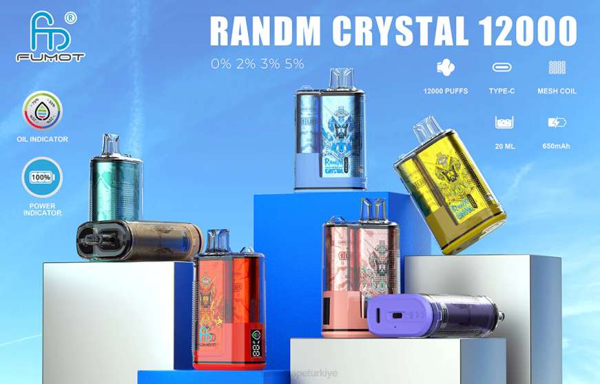 20ml 12000 tek kullanımlık vape kutusu (1 adet) çilekli buz Fumot Crystal N0Z46L280